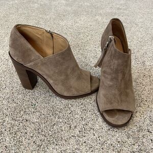 Rag & Bone Toupe Gray Suede Mabel Peep-Toe Booties